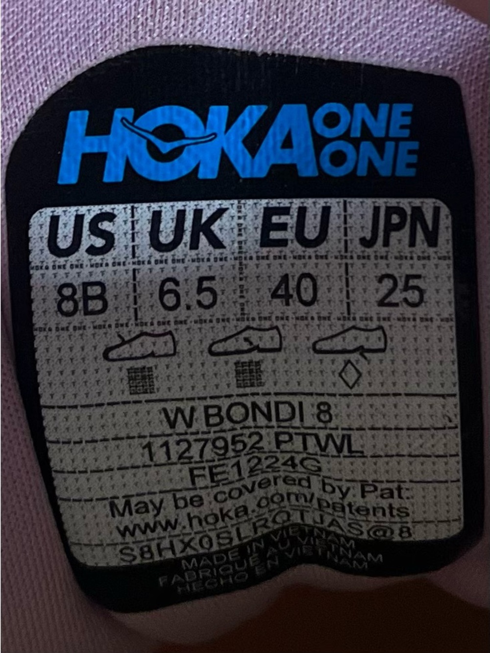 Hoka One One Bondi 8 REFLECTIVE Womens Size 8 Running Shoes Sneakers Pink Blue - Picture 12 of 13